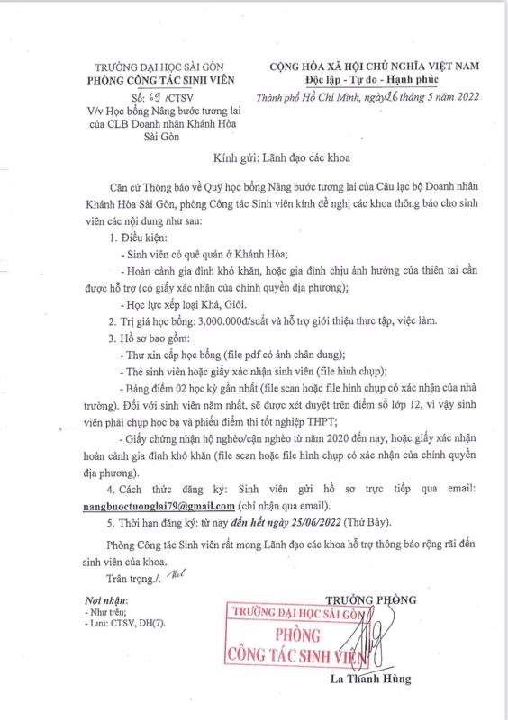 Khoa Khoa học Xã hội và Nghệ thuật – Trường Đại học Sài Gòn